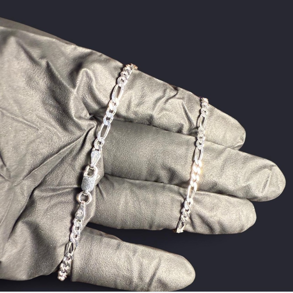 Solid .925 Silver Figaro Chain - image 3